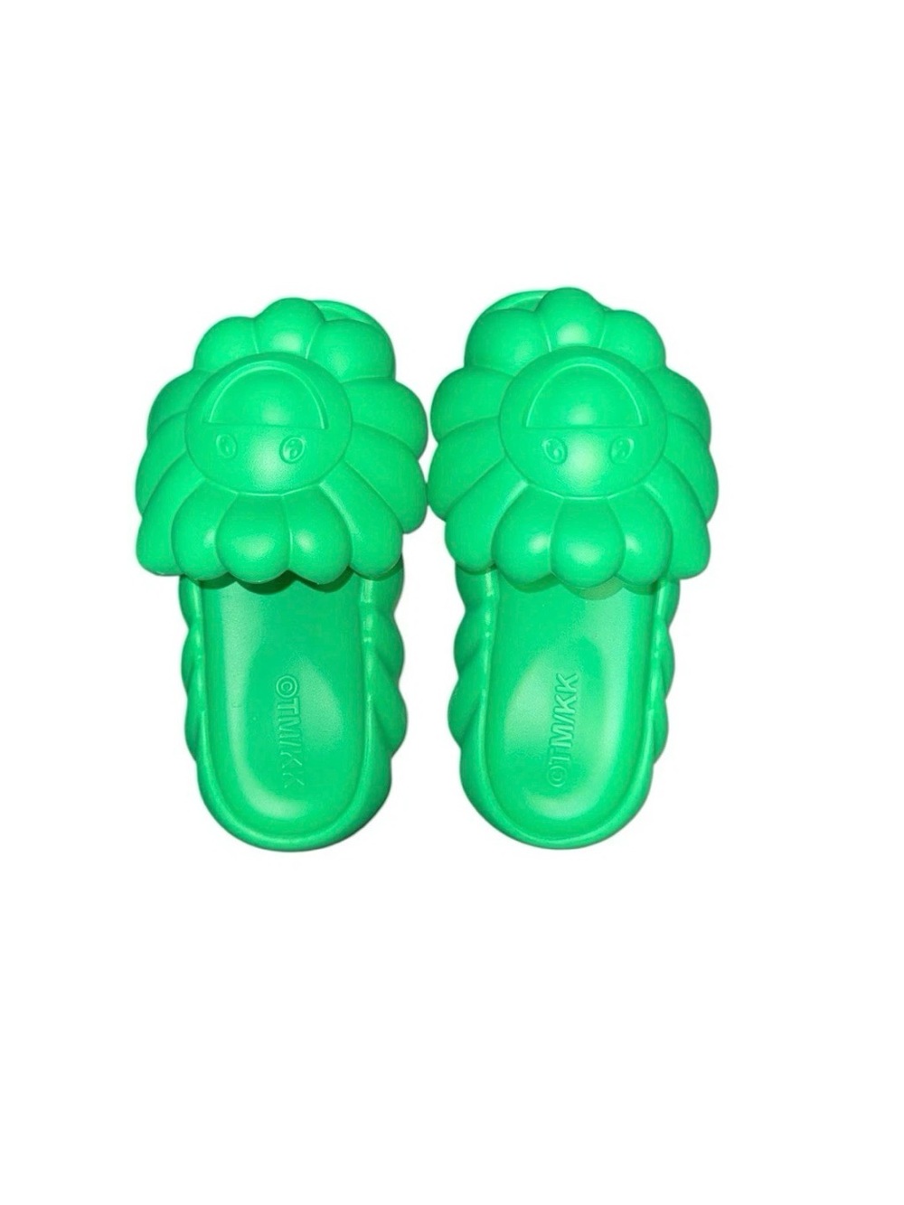 Green Flower Slide Sandals for Men - Cushioned Slip-On